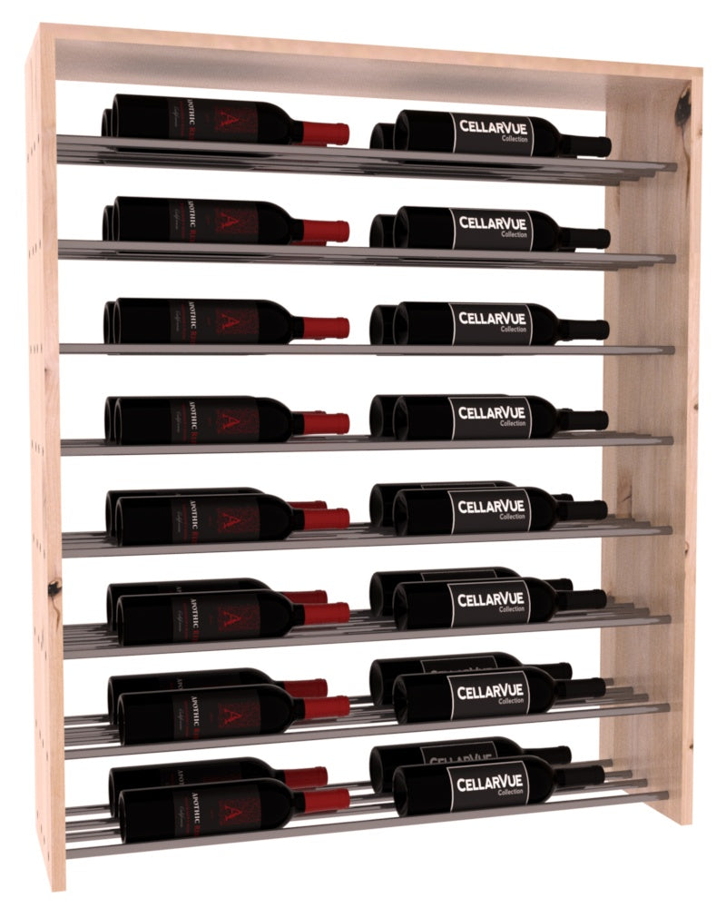 InstaCellar 35" Horizontal Double Deep Top Display – Gunmetal Rods – Knotty Alder / Unstained