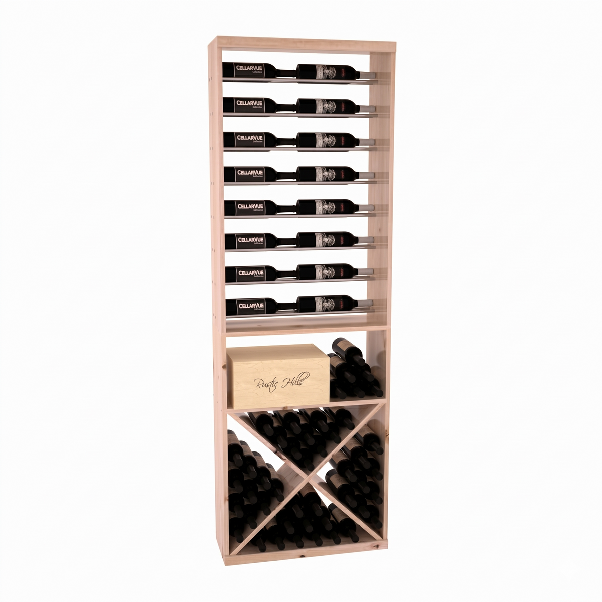 InstaCellar 26" Horizontal Display / X Bin Combo – Knotty Alder / Unstained