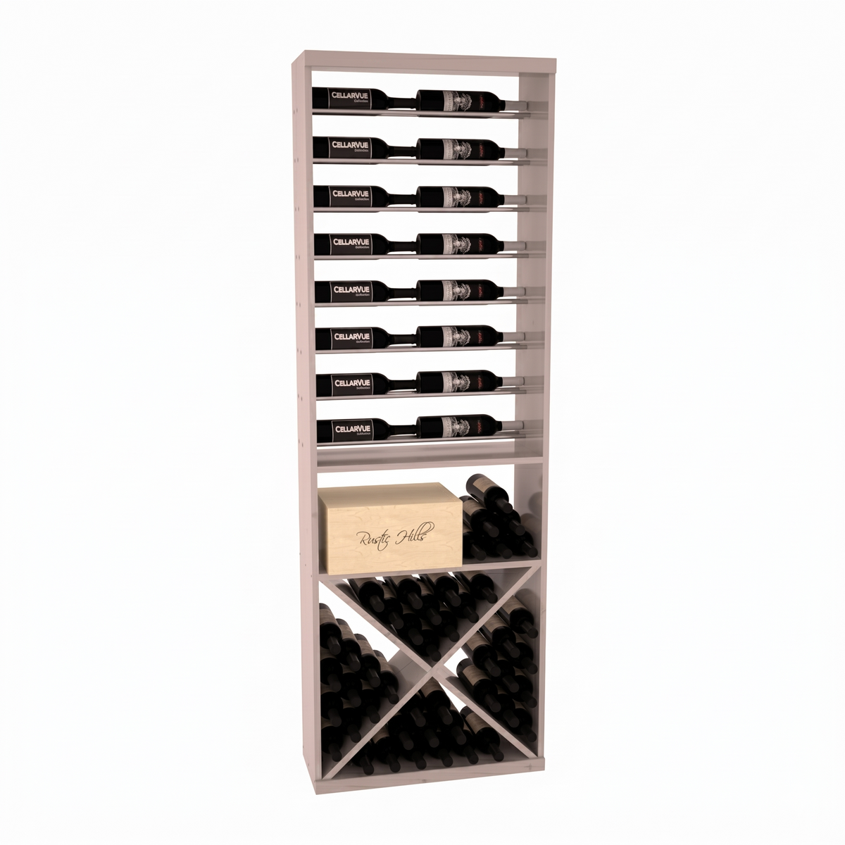 InstaCellar 26" Horizontal Display / X Bin Combo – Knotty Alder / Greywash stained