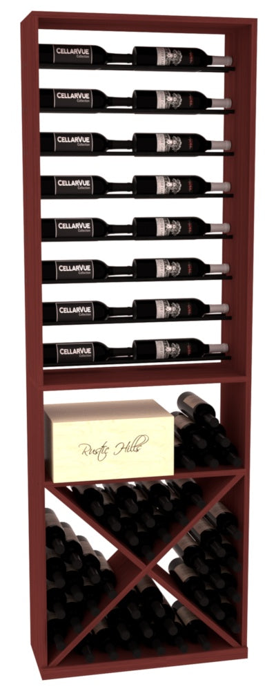 InstaCellar 26" Horizontal Display / X Bin Combo – Black Metal Rods – Grand Mahogany / Cherry stained