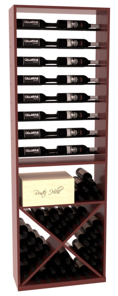 InstaCellar 26" Horizontal Display / X Bin Combo – Black Metal Rods – Grand Mahogany / Cherry stained