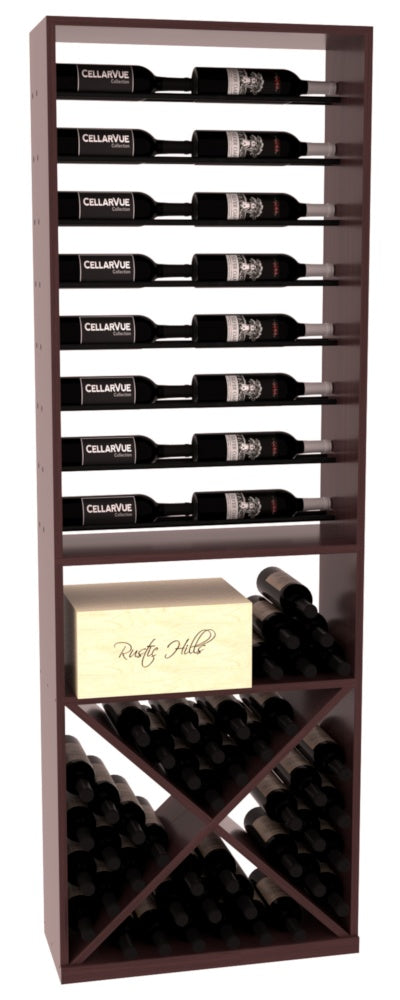InstaCellar 26" Horizontal Display / X Bin Combo – Black Metal Rods – Grand Mahogany / Walnut stained
