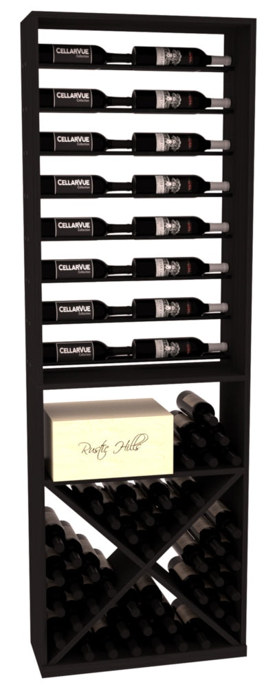 InstaCellar 26" Horizontal Display / X Bin Combo – Black Metal Rods – Grand Mahogany / Black stained