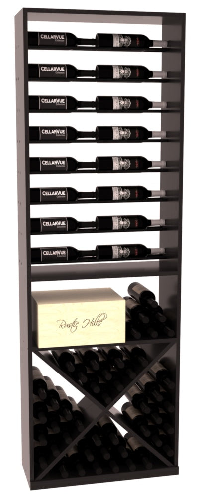 InstaCellar 26" Horizontal Display / X Bin Combo – Black Metal Rods – Grand Mahogany / Black stained