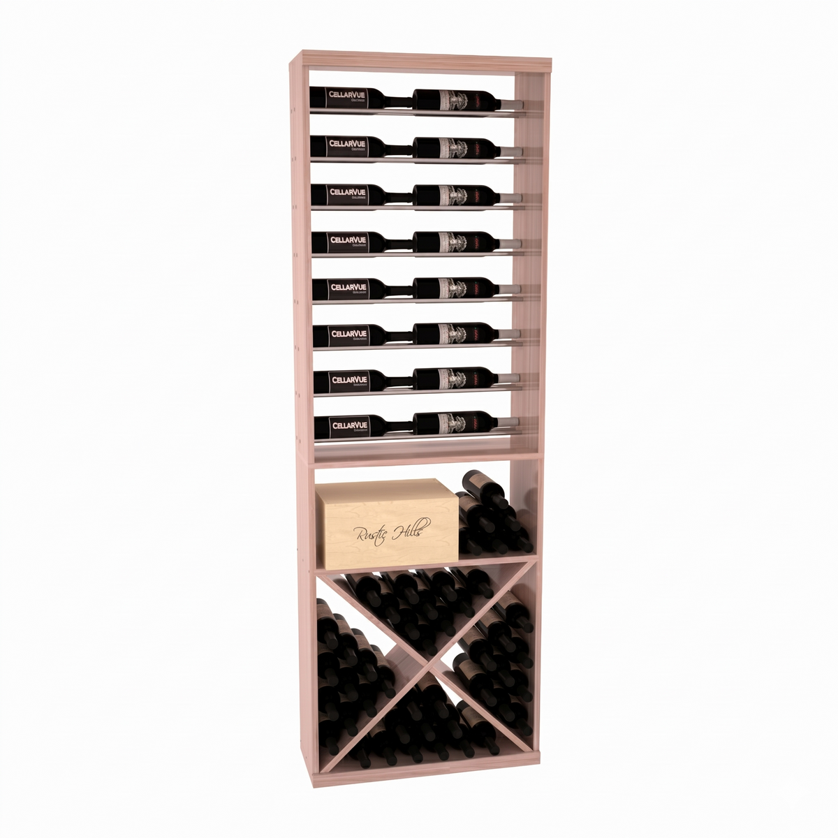 InstaCellar 26" Horizontal Display / X Bin Combo – Grand Mahogany / Unstained