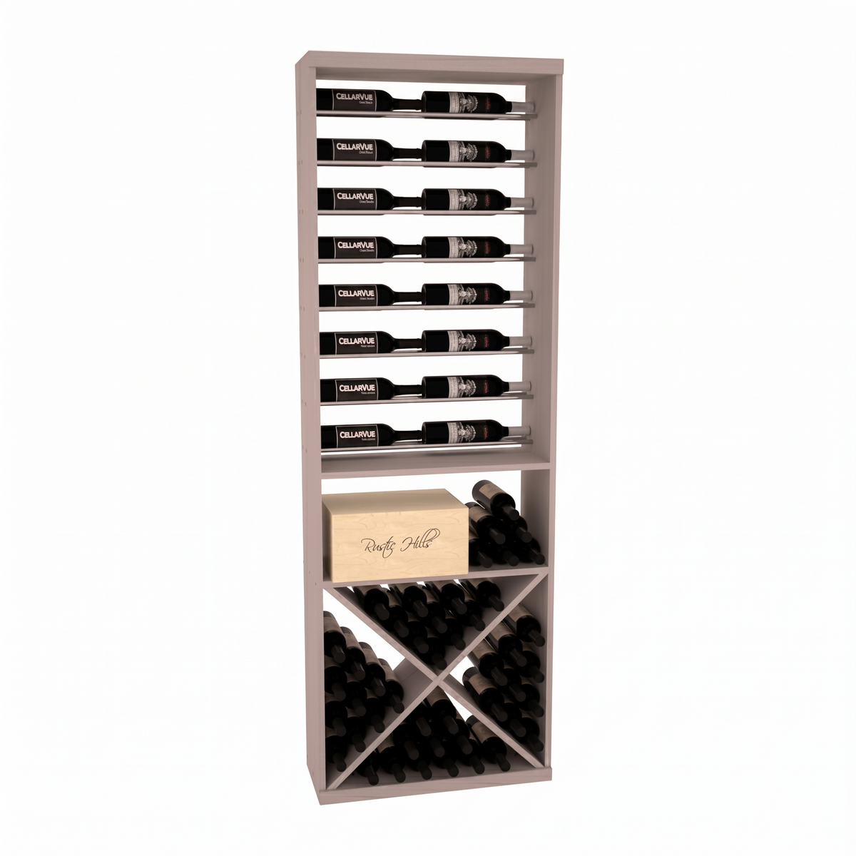InstaCellar 26" Horizontal Display / X Bin Combo – Grand Mahogany / Greywash stained