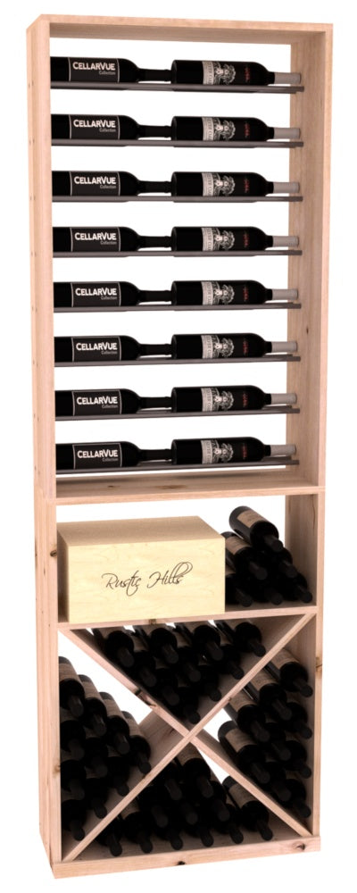 InstaCellar 26" Horizontal Display / X Bin Combo – Gunmetal Rods – Knotty Alder / Unstained