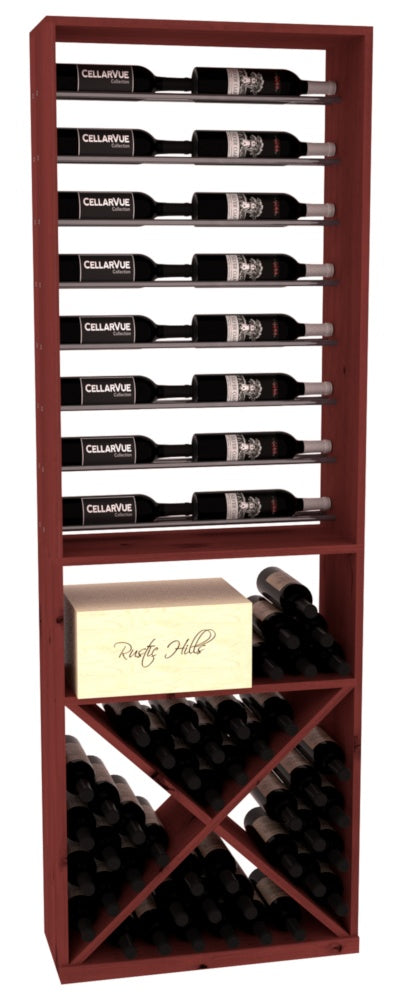 InstaCellar 26" Horizontal Display / X Bin Combo – Gunmetal Rods – Knotty Alder / Oak stained
