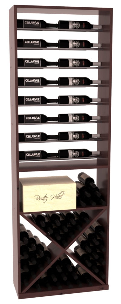 InstaCellar 26" Horizontal Display / X Bin Combo – Gunmetal Rods – Knotty Alder / Walnut stained