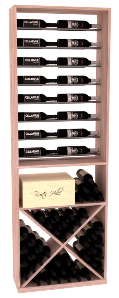 InstaCellar 26" Horizontal Display / X Bin Combo – Gunmetal Rods – Premium Redwood / Greywash stained