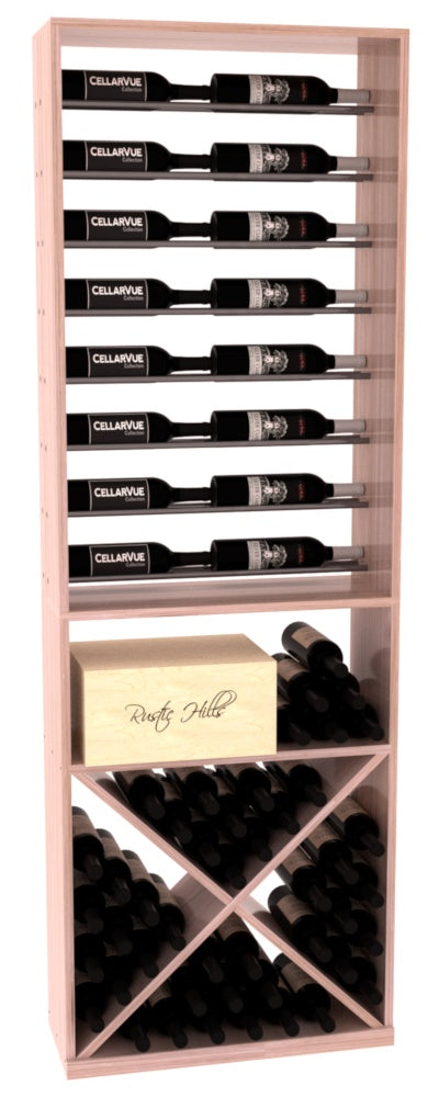 InstaCellar 26" Horizontal Display / X Bin Combo – Gunmetal Rods – Premium Redwood / Greywash stained