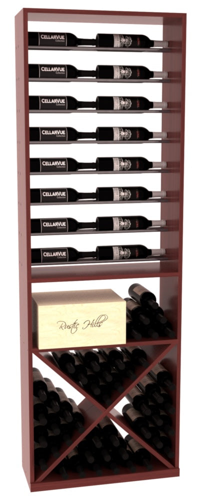 InstaCellar 26" Horizontal Display / X Bin Combo – Gunmetal Rods – Grand Mahogany / Oak stained