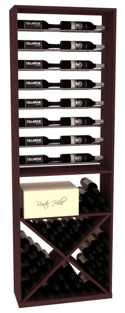 InstaCellar 26" Horizontal Display / X Bin Combo – Gunmetal Rods – Grand Mahogany / Cherry stained