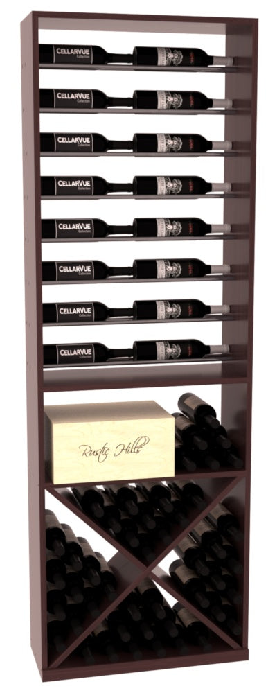 InstaCellar 26" Horizontal Display / X Bin Combo – Gunmetal Rods – Grand Mahogany / Cherry stained