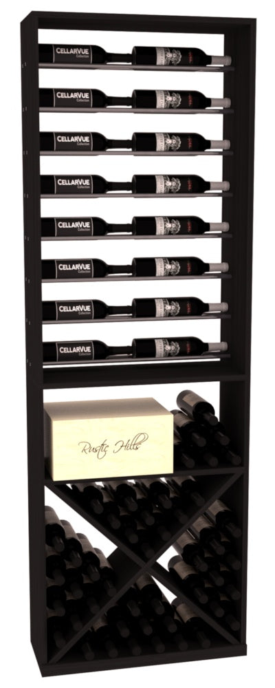 InstaCellar 26" Horizontal Display / X Bin Combo – Gunmetal Rods – Grand Mahogany / Walnut stained