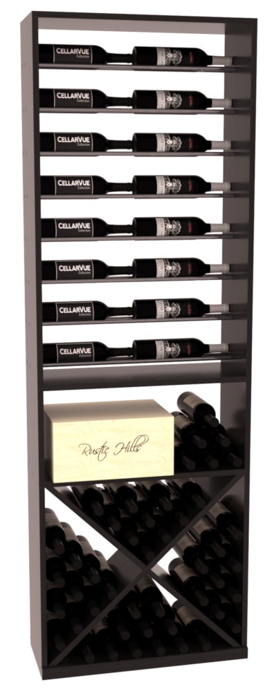 InstaCellar 26" Horizontal Display / X Bin Combo – Gunmetal Rods – Grand Mahogany / Walnut stained