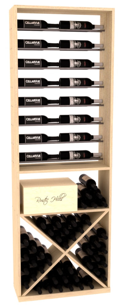 InstaCellar 26" Horizontal Display / X Bin Combo – Gunmetal Rods – Ponderosa Pine / Unstained
