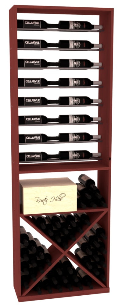 InstaCellar 26" Horizontal Display / X Bin Combo – Gunmetal Rods – Ponderosa Pine / Cherry stained
