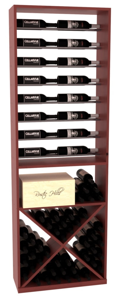 InstaCellar 26" Horizontal Display / X Bin Combo – Gunmetal Rods – Ponderosa Pine / Cherry stained