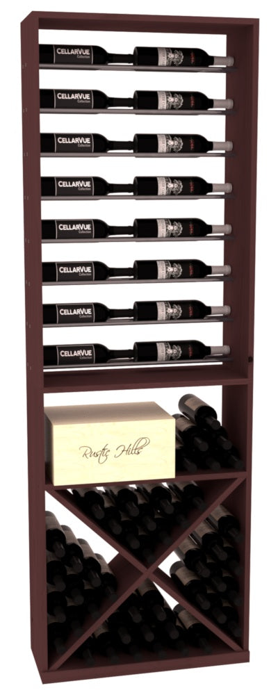 InstaCellar 26" Horizontal Display / X Bin Combo – Gunmetal Rods – Ponderosa Pine / Walnut stained