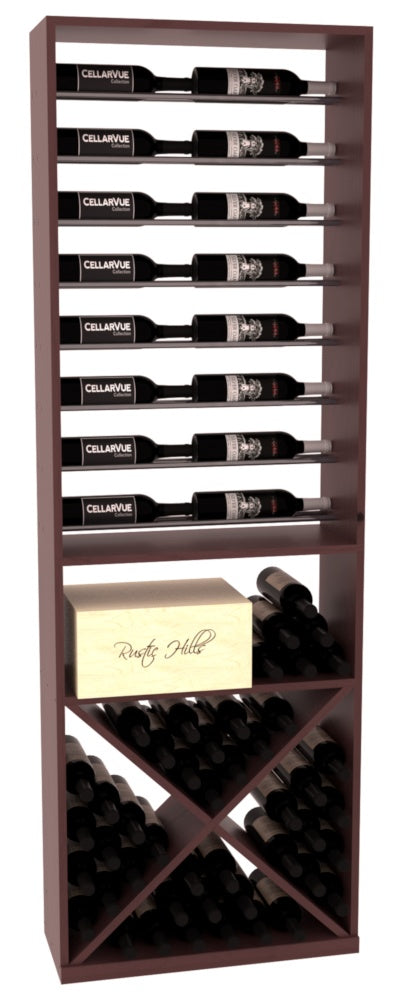 InstaCellar 26" Horizontal Display / X Bin Combo – Gunmetal Rods – Ponderosa Pine / Walnut stained