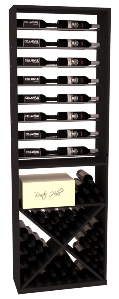 InstaCellar 26" Horizontal Display / X Bin Combo – Gunmetal Rods – Ponderosa Pine / Black stained