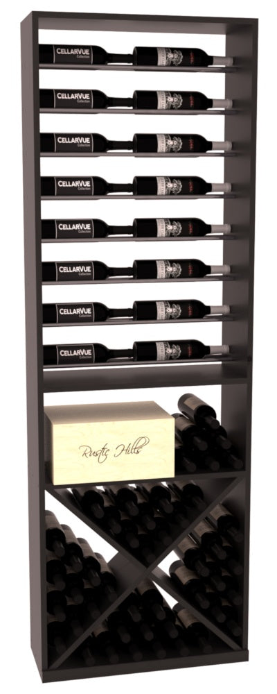 InstaCellar 26" Horizontal Display / X Bin Combo – Gunmetal Rods – Ponderosa Pine / Black stained
