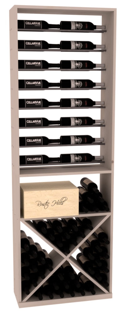 InstaCellar 26" Horizontal Display / X Bin Combo – Gunmetal Rods – Ponderosa Pine / Greywash stained