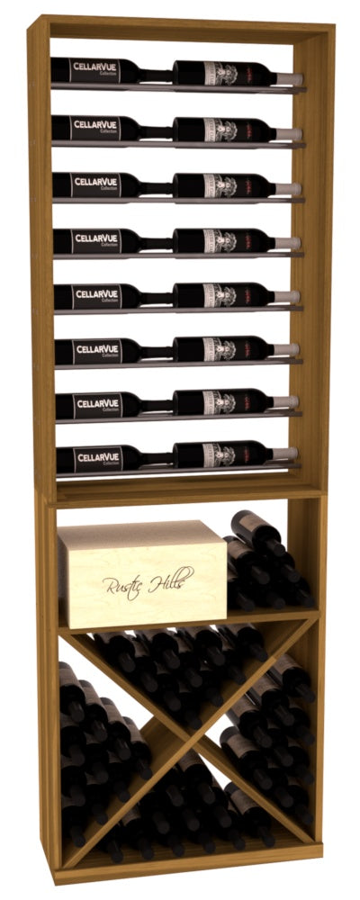 InstaCellar 26" Horizontal Display / X Bin Combo – Gunmetal Rods – Premium Redwood / Unstained