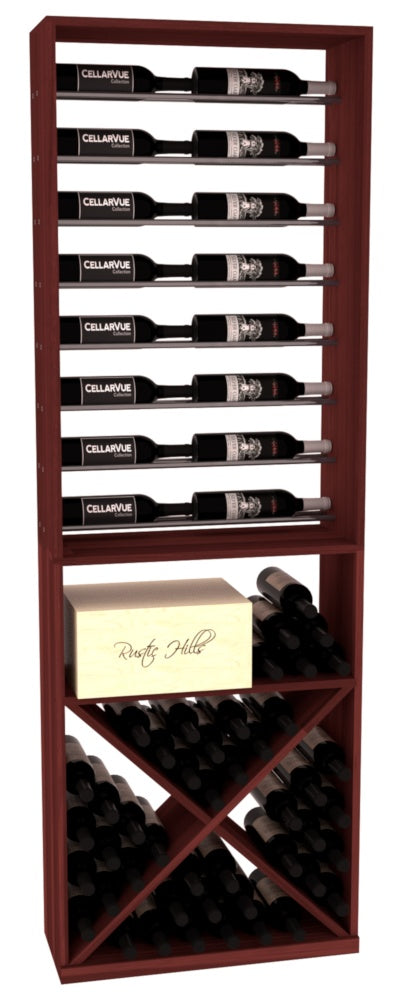 InstaCellar 26" Horizontal Display / X Bin Combo – Gunmetal Rods – Premium Redwood / Oak stained