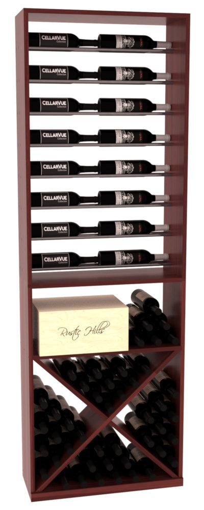 InstaCellar 26" Horizontal Display / X Bin Combo – Gunmetal Rods – Premium Redwood / Oak stained