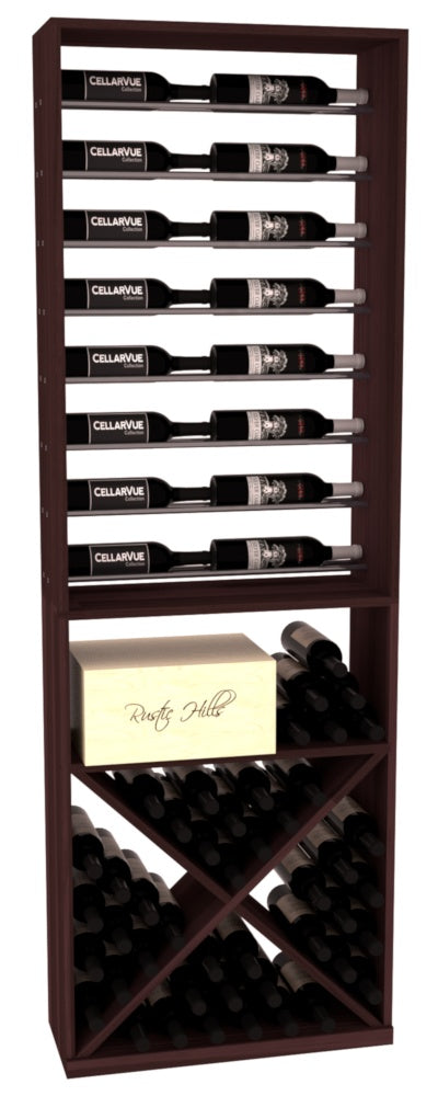 InstaCellar 26" Horizontal Display / X Bin Combo – Gunmetal Rods – Premium Redwood / Cherry stained