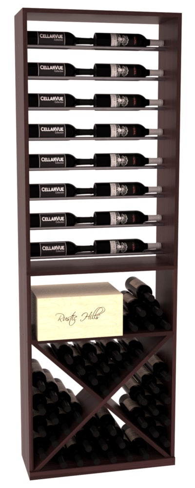 InstaCellar 26" Horizontal Display / X Bin Combo – Gunmetal Rods – Premium Redwood / Cherry stained