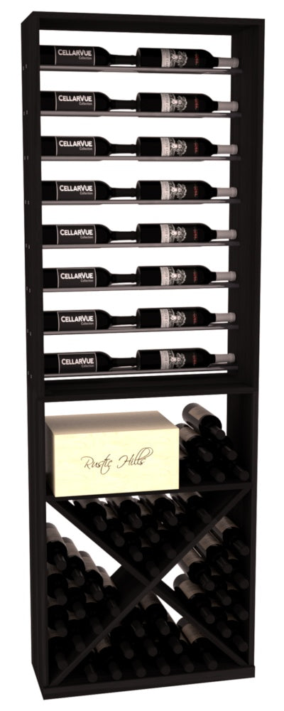 InstaCellar 26" Horizontal Display / X Bin Combo – Gunmetal Rods – Premium Redwood / Walnut stained