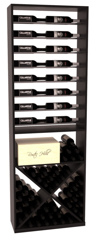 InstaCellar 26" Horizontal Display / X Bin Combo – Gunmetal Rods – Premium Redwood / Walnut stained