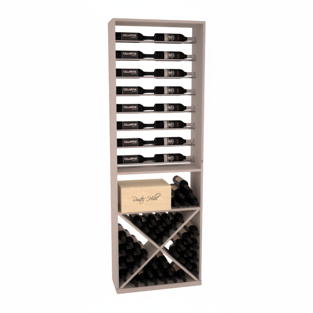InstaCellar 26" Horizontal Display / X Bin Combo – Black Metal Rods – Premium Redwood / Unstained