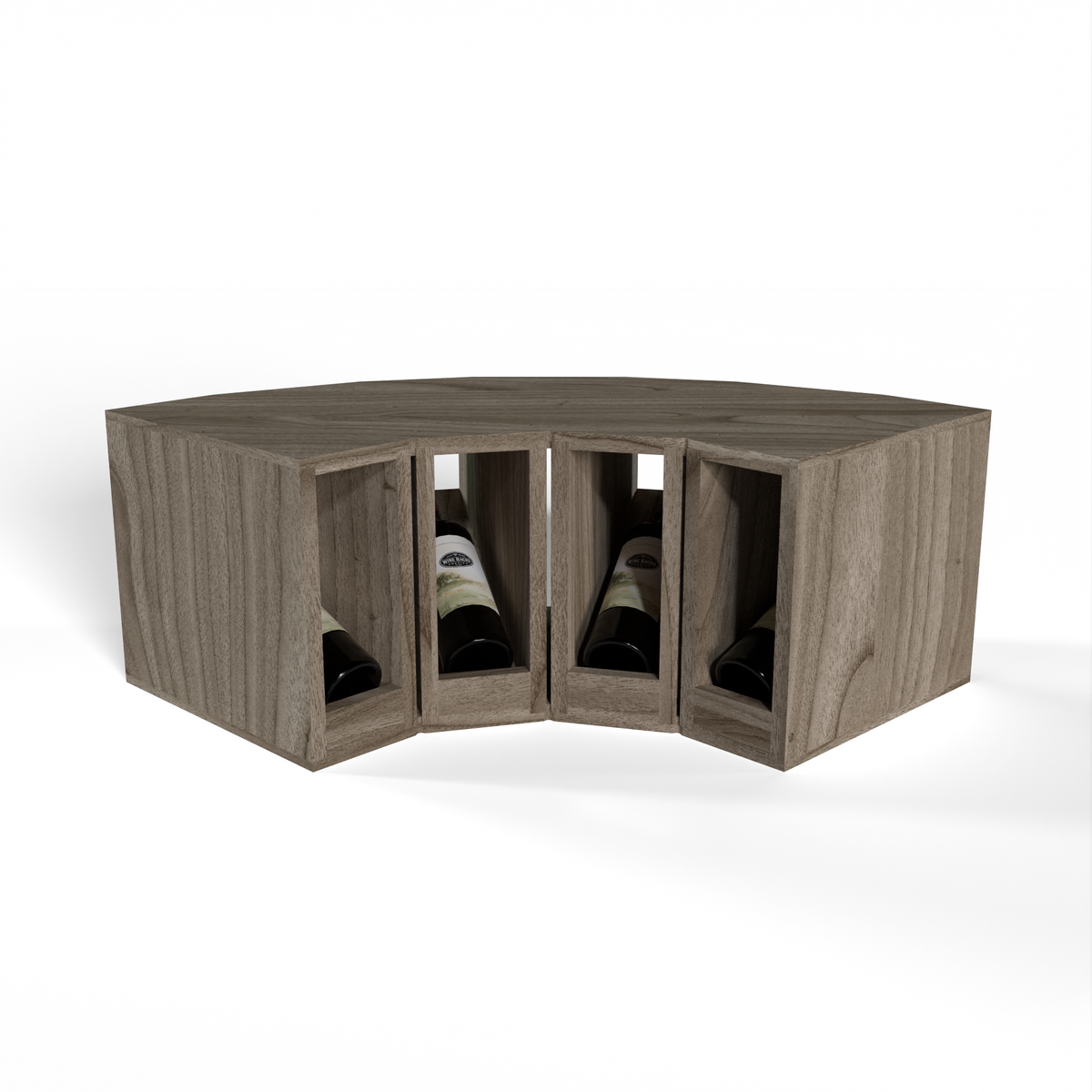 GrandCellar™ 4 Column Full-Depth Elevated Display Row Corner – 12" – Walnut / Unstained