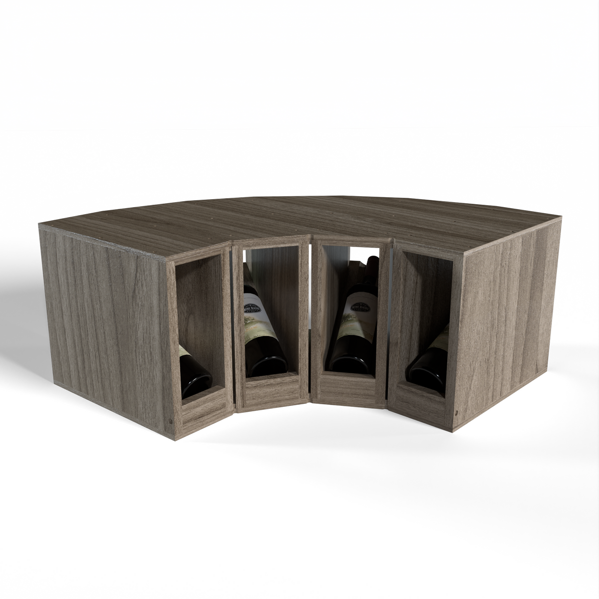 GrandCellar™ 4 Column Full-Depth Elevated Cradle Display Row Corner – 12" – Walnut / Unstained
