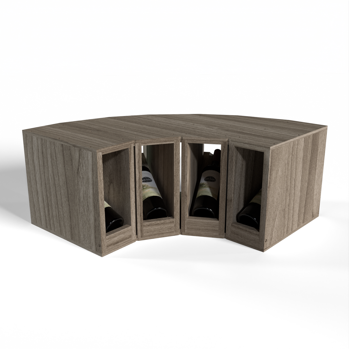 GrandCellar™ 4 Column Full-Depth Elevated Cradle Display Row Corner – 12" – Walnut / Unstained