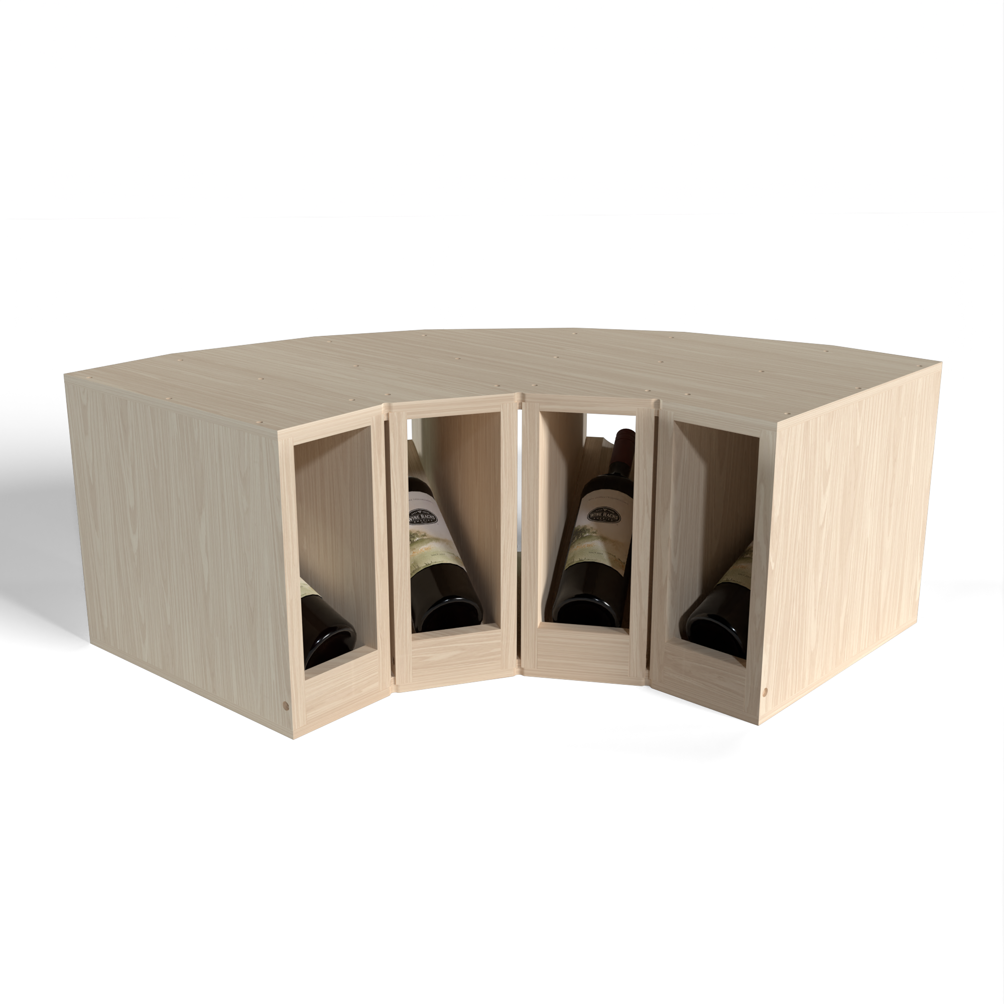 GrandCellar™ 4 Column Full-Depth Elevated Cradle Display Row Corner – 12" – White Oak / Unstained