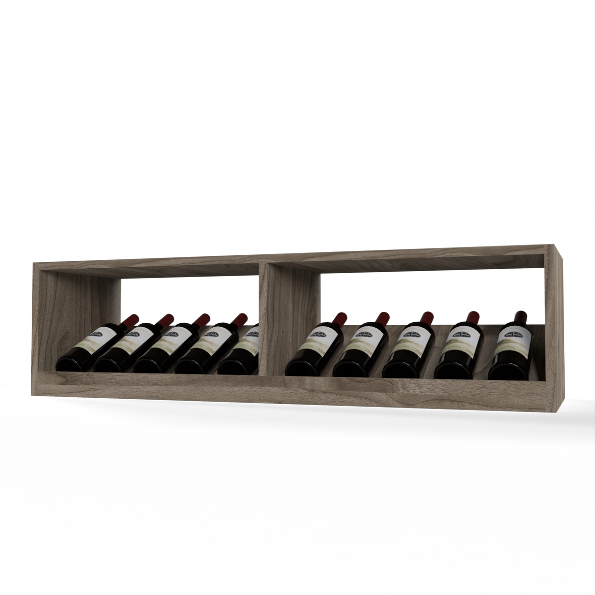 GrandCellar™ 10 Column Full-Depth Elevated Display Row – 12" – Walnut / Unstained