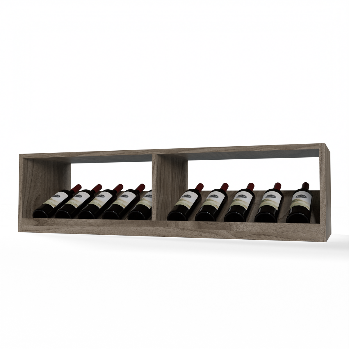 GrandCellar™ 10 Column Full-Depth Elevated Display Row – 12" – Walnut / Unstained