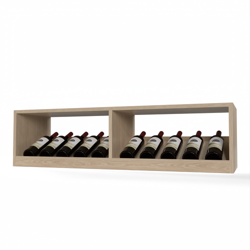 GrandCellar™ 10 Column Full-Depth Elevated Display Row – 12" – White Oak / Unstained