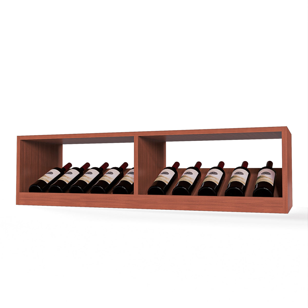GrandCellar™ 10 Column Full-Depth Elevated Display Row – 12" – Sapele Mahogany / Unstained