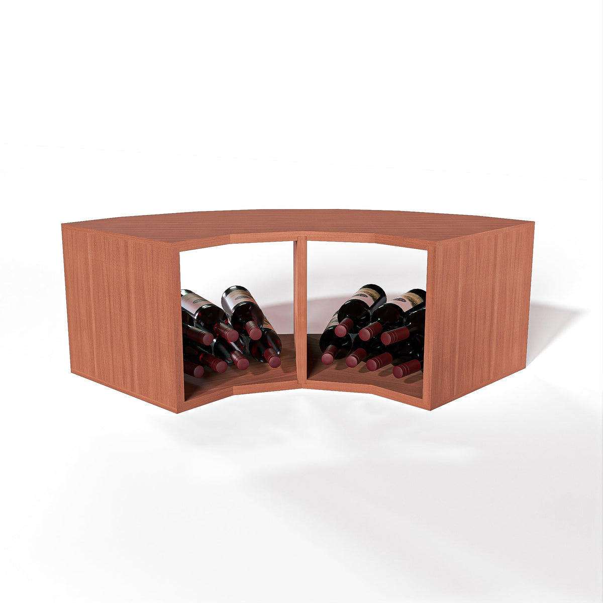 GrandCellar™ 4 Column Full-Depth Corner Wine Bin – 12" – Sapele Mahogany / Unstained