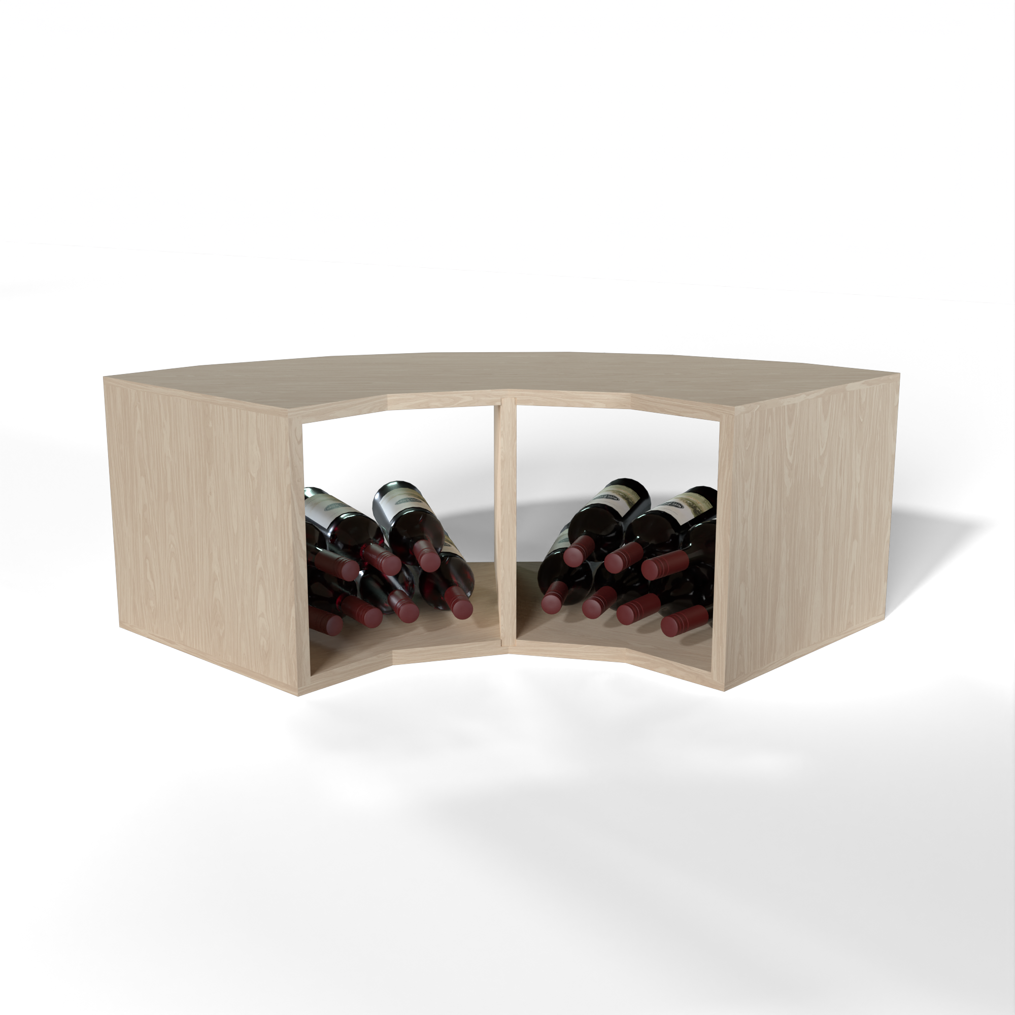 GrandCellar™ 4 Column Full-Depth Corner Wine Bin – 12" – White Oak / Unstained