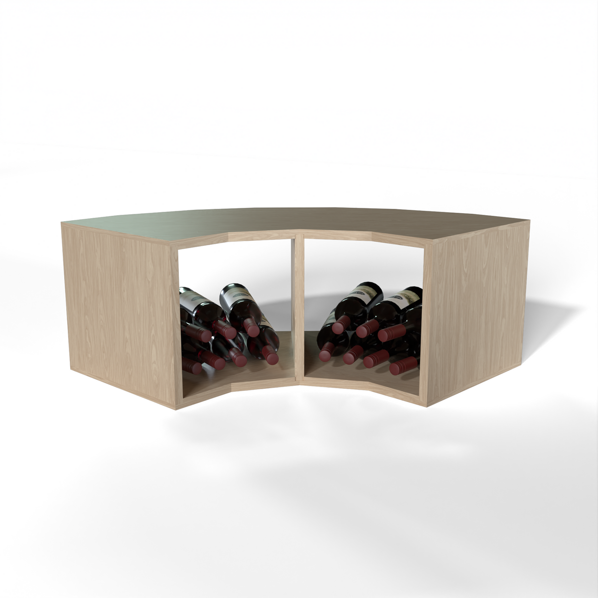 GrandCellar™ 4 Column Full-Depth Corner Wine Bin – 12" – White Oak / Unstained