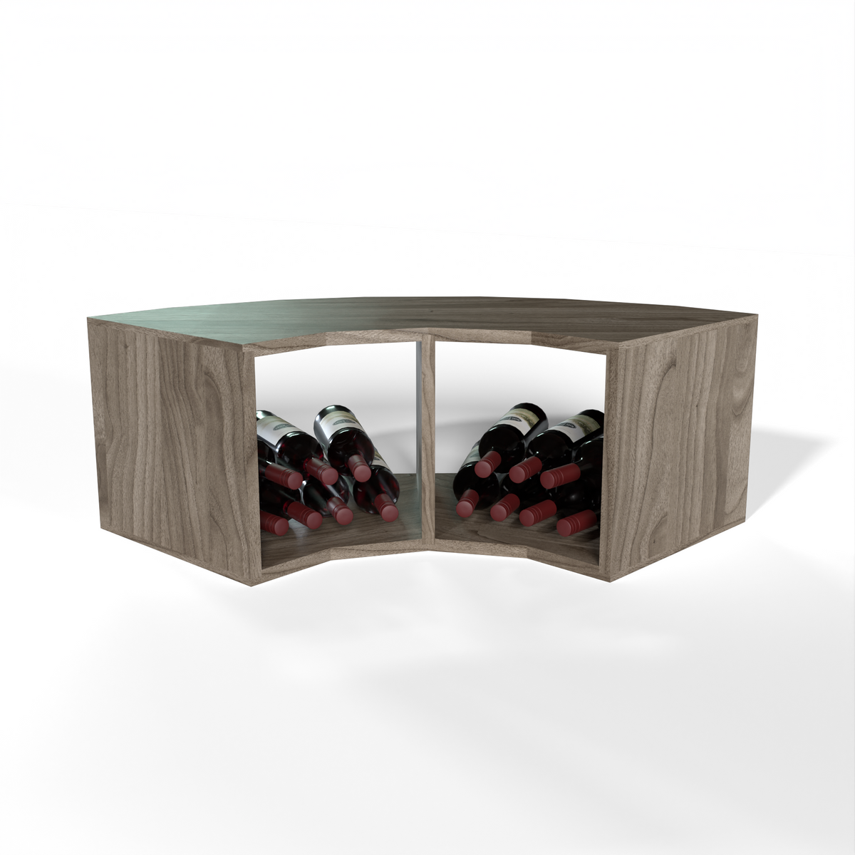 GrandCellar™ 4 Column Full-Depth Corner Wine Bin – 12" – Walnut / Unstained