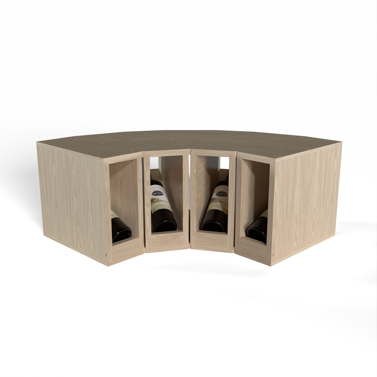 GrandCellar™ 4 Column Full-Depth Elevated Display Row Corner – 12" – White Oak / Unstained