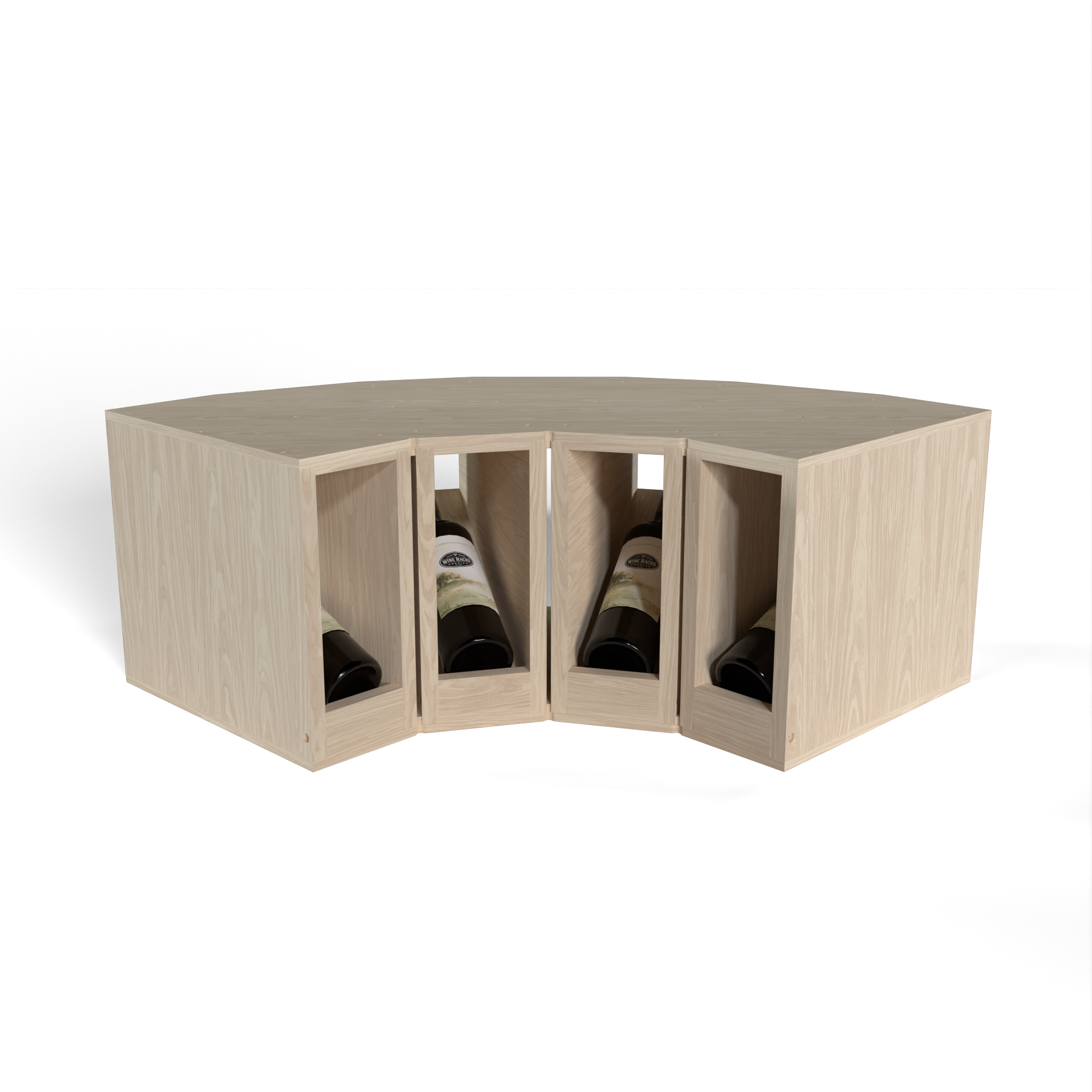 GrandCellar™ 4 Column Full-Depth Elevated Display Row Corner – 12" – White Oak / Unstained